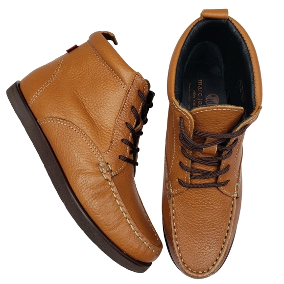 Marc JosephNIB Gramercy Tan Grainy Leather Preppy High Top Booties Boy's 1.5
